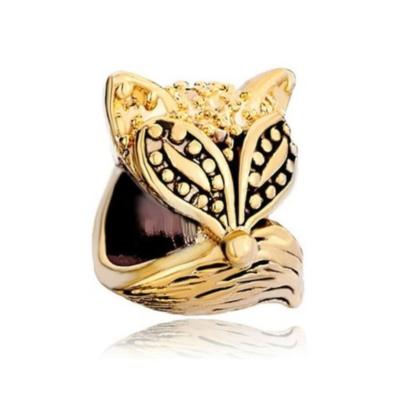 FREE S/H  Pugster Sly Fox Gold Plated Bracelet Charm - Fits Pandora - Picture 1 of 2